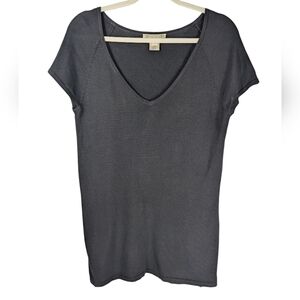 Vintage White House Black Market SILK Blend V-Neck Minimalist Tunic Shirt XS